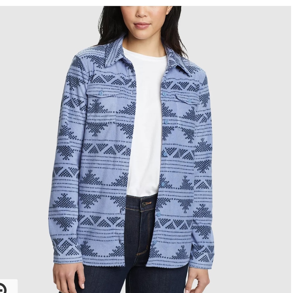 Eddie Bauer Women's Fast Fleece Dusty Blue Shirt Very Soft Size S